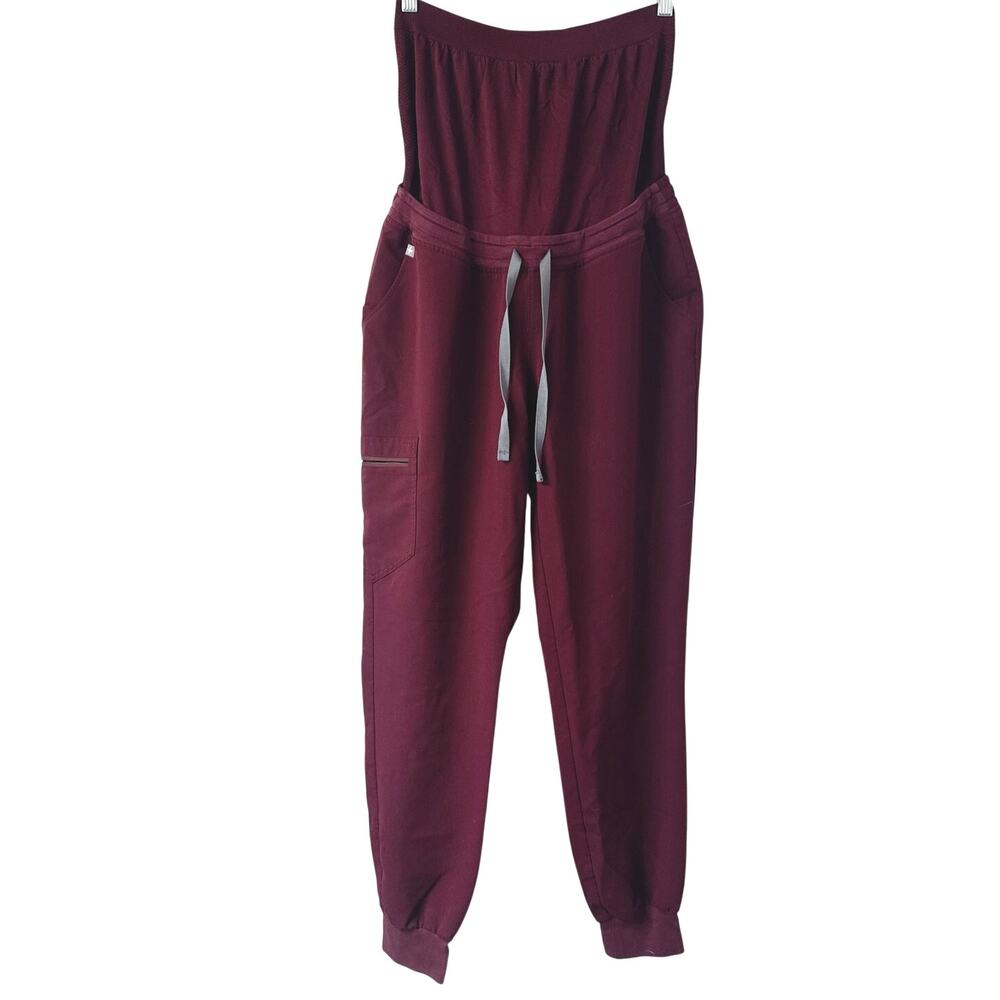 FIGS Zamora Maternity Jogger Scrub Pants Size M/Tall in Burgundy *EUC